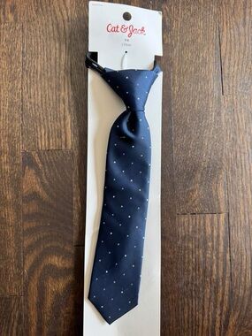 Cat & Jack Navy Blue Tie with Tiny White Dots